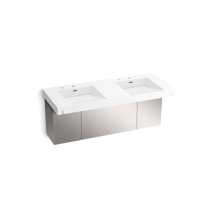 Kohler 60In Wall-Mount Basin Lavatory System In Glacier White 81030-BSS-KCG